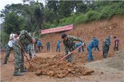 Bộ CHQS tỉnh Bắc Kạn: Khởi công xây dựng nhà văn hóa thôn Bản Puổng, xã Xuân Lạc, huyện Chợ Đồn